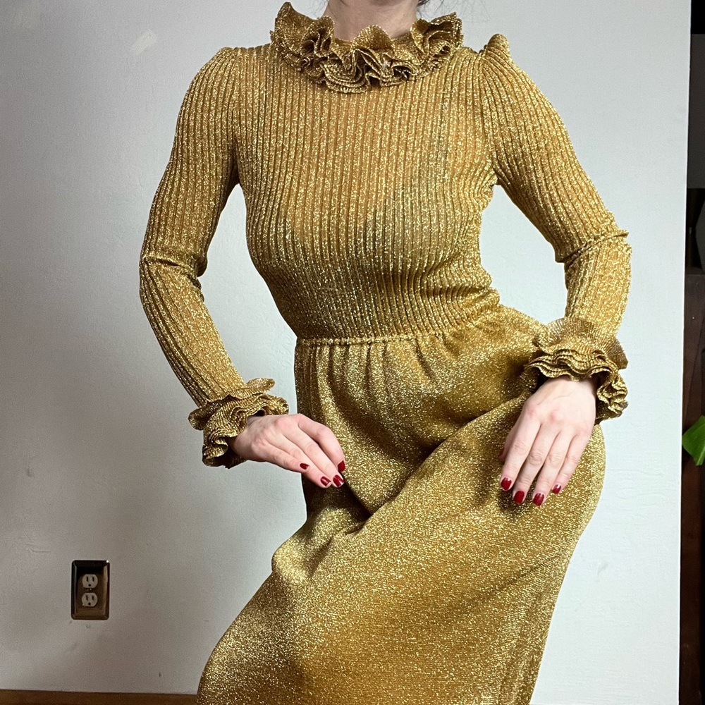 Roncelli Gold Knit Maxi Dress